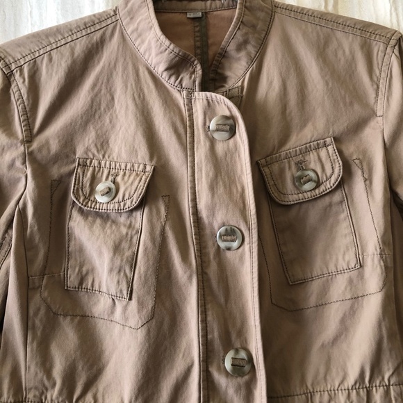 Loft Utility Jacket-Zipper and Button-Khaki-Small - Picture 4 of 7